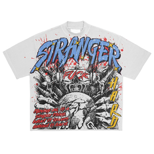 Camiseta de gran tamaño con lavado ácido y estampado de pantalla completa Vintage de alta calidad, Camiseta lisa de algodón 100% para hombres - Product Image 4