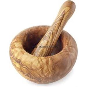 Mango de madera hecho Vintage Arts Collection Diseñador Mortero y Maja Utensilios de cocina Hierbas y especias Herramientas en precio competitivo - Product Image 4