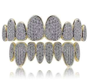 Grillz Morganite sur mesure très demandés, plaqués argent/or rhodié, style hip-hop, pour hommes et femmes, ajoutez du luxe à votre look quotidien, en gros - Product Image 1