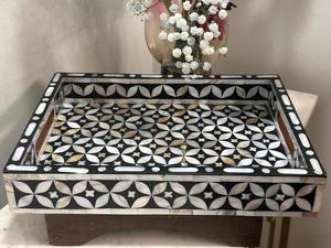 ถาดหวายทรงรีพร้อมที่จับทำด้วยมือธรรมชาติปลอดสารพิษถาดเสิร์ฟดีไซน์ใหม่ถาดหวายประดับมุกแม่พร้อมงานฝีมือ HF - Product Image 4