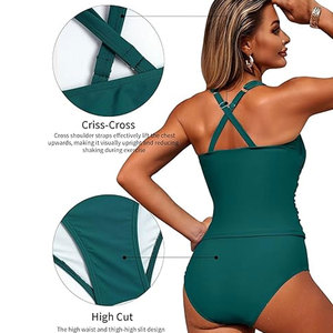 Tankinis Conjunto de Baño de 2 Piezas sin Tirantes con Logotipo Frontal, Tejido Elástico Cómodo para Piscina y Vacaciones - Product Image 6