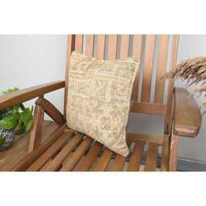 Almohada de retazos Kantha de lana Beige de 14x14 DE LUJO tejida con diseño de estampado bordado esponjoso Vintage para ropa de cama de sofá - Product Image 3