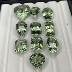 พลอยพรอซาไลต์ธรรมชาติ รูปทรงลูกแพร์และวงรี ตัดด้วยเลเซอร์ สีเขียวอมม่วง  ผ่านการอบความร้อนสำหรับทำเครื่องประดับ - Product Image 3