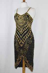 Robe de soirée de cocktail longue à volants, sans manches, à sequins et à broderies florales noires antistatiques pour les événements - Product Image 2