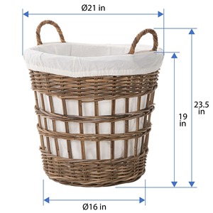 Panier de rangement et de lavage en rotin avec poignées, paniers de rangement faits à la main en rotin naturel, multifonctionnels et modernes, fabriqués au Vietnam - Product Image 2