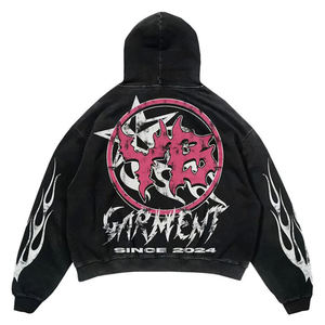 Conjuntos de Sudadera con Capucha y Pantalones Deportivos Cortos de Estilo Vintage Lavado Ácido de Alta Calidad Personalizados para 2024 - Product Image 5
