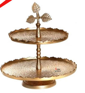 ที่วางเค้ก2ชั้นทำจากโลหะสแตนเลสสีเงินสำหรับร้านอาหารโรงแรมและบาร์ - Product Image 4