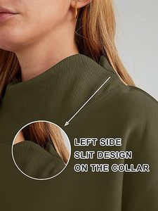 เสื้อสเวตเชิ้ตผู้หญิงคอตั้งทรงหลวมแบบสวมหัว - Product Image 2