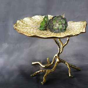 Support à gâteau décoratif en feuille d'or de luxe avec support en racine, art métallique, centre de table pour la décoration de la maison, restaurant, mariage, boulangerie, maison - Product Image 4