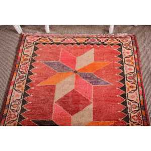 Vintage Turkish Rug, 2.7x13.4 ft <b>Runner</b> Rug, <b>Red</b> Orange Plants & trees Rug - Product Image 5