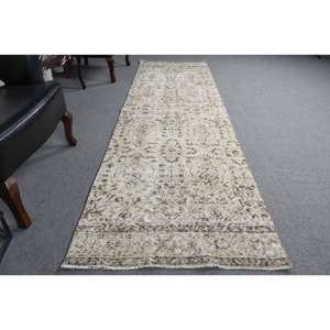 Alfombra Turca de 2.9x9.8 pies, Alfombra Vintage con Diseño Floral Marrón - Product Image 3