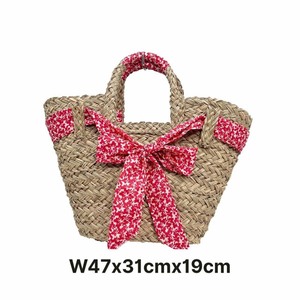 Bolsa de Hierba Trenzada Hecha a Mano con Cierre Abierto Artesanía Tradicional Rústica Ecológica Decorada con Flores - Product Image 3