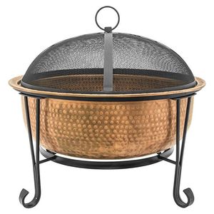 Traditional iron and copper fire pit with large <b>burn</b> area to serve both decorative and functional outdoor purposes - Product Image 2