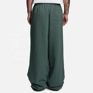 Pantalon large décontracté pour homme, couleur contrastée, coupe évasée, 100% coton, taille mi-haute, logo personnalisé, grande taille, vente en gros - Product Image 3