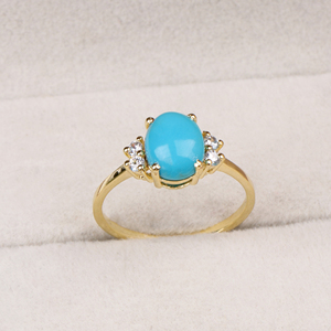 Anillo de Plata de Ley 925 con piedras preciosas de circonita cúbica y turquesa natural sintética para mujer exquisita victoriana Vintage para venta al por mayor - Product Image 1