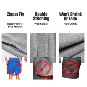 Customized Grey Sweat <b>Shorts</b> for <b>Men</b> Adult Active Gym Workout Jogger Pants with Elastic Waist Soft Cotton <b>Fleece</b> Terry Fabric - Product Image 3