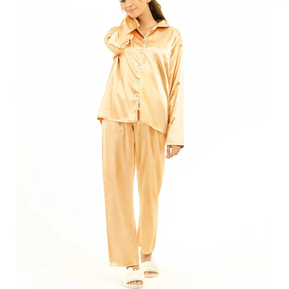 100% Satin silk women sleepwear set Fashionable Design Latest Style All Season Pajama Women Sleepwear Breathable Nightwear