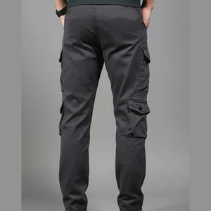 Pantalons décontractés tendance, coton léger, service OEM, devant plat, taille mi-haute, multi-poches et couleur, vêtements de travail avec motif droit - Product Image 4