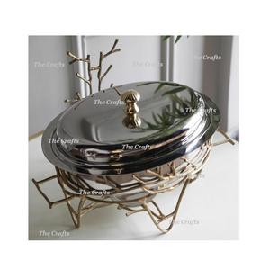 Plato para Calentar Comida de Aluminio con Asa y Perilla de Latón Dorado Chowkhi, Calidad Deluxe - Product Image 6