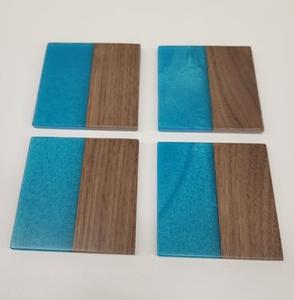 Posavasos de Río de resina epoxi Posavasos de epoxi Mesa de herramientas Personalizada de alta calidad Madera de acacia y posavasos de resina epoxi Juego de bebidas - Product Image 3