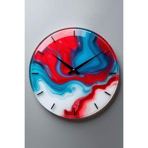 Horloge murale de luxe en résine époxy de la mer Rouge 30cm horloge décorative à une face pour la décoration de la maison Logo personnalisé pour le salon - Product Image 1