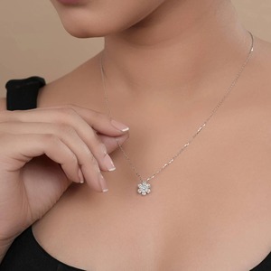 Antique Style Pear Cut Moissanite Diamond Floral Pendant Necklace With 925 <b>Silver</b> Nature Inspired Pendant For Women At Low Price - Product Image 6