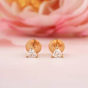 Boucles d'oreilles clous en or blanc plaqué, diamant de laboratoire taille trillon 0,50 carat de haute qualité, serti à griffes, grade AAA, cadeau de mariage - Product Image 2