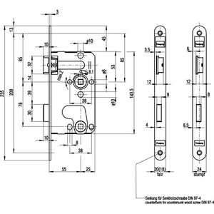 Zimmertr-Einsteckschloss 215 BAD 18/55/78/8mm DIN Links Silber Klasse 1 Kunststoff BKS Furniture <b>Locks</b> - Product Image 4