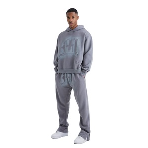 Lavado ácido unisex con serigrafía conjunto de traje de sudor apilado para hombres y mujeres con alta calidad y peso pesado Gsm(500) - Product Image 1