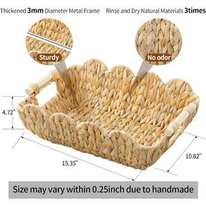 ตะกร้าทรงสแกลลอปพร้อมหูหิ้วไม้ ตะกร้าเก็บของทำมือ ขายส่ง เป็นมิตรกับสิ่งแวดล้อม ผลิตในเวียดนาม - Product Image 2