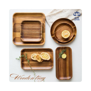 Bandeja de servicio de madera rústica natural ecológica hecha a mano duradera multicompartimento decoración sostenible para el hogar - Product Image 1