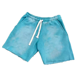 Streetwear haute qualité 100% coton éponge française Men'Short Logo personnalisé Gym sport soleil délavé cordon court pour unisexe - Product Image 1