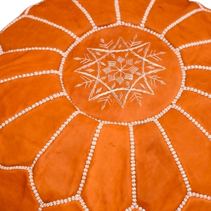 Moroccan Leather Pouf Ottoman Footstool Handmade Stitched Floor <b>Cushion</b> <b>Storage</b> Living Room Bedroom Modern Decor Non-Foldable - Product Image 3