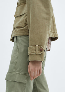 Women's Hooded Utility Safari <b>Jacket</b> Olive Green Full Sleeve Patch Pocket Windproof Autumn Wear Short Length Woven Fabric - Product Image 6