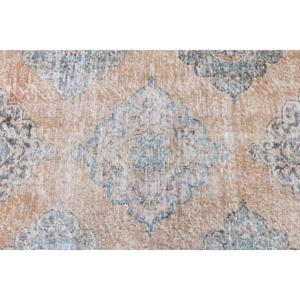 2.7x6.4 ft Rug, Turkish Vintage Rug, <b>Brown</b> Blue Camouflage <b>Wool</b> Rug - Product Image 5