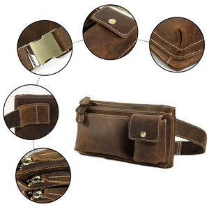 Vintage Genuine Leather Waist Bag Men's Chest Pack Large Capacity Zipper Closure Daily Use All Seasons Stylish Fanny Pack - Product Image 5