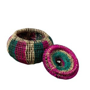 Handmade Eco-Friendly Pakistani Jute <b>Basket</b> <b>Lid</b> Colorful Recycled Knitting Weaving Storage <b>Basket</b> Wholesale Bleached Pattern - Product Image 4