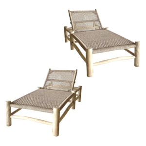 Chaise longue en tissu imperméable ou rotin avec cadre en bois pour hôtel et extérieur Chaise longue pour hôtel et extérieur - Product Image 5