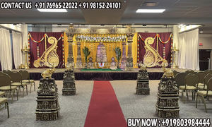 Mandap DE BODA Gujarati de cristal dorado moderno Mandap de boda real del sur de Asia fascinante con estilo Maharaja - Product Image 3