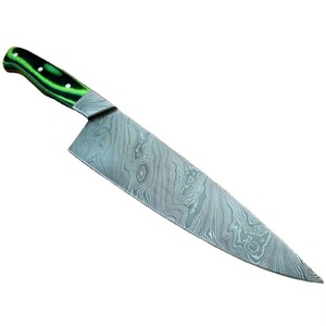 Vente en gros de lames PRESTIGE OEM/ODM personnalisées Couteau de chef damas en acier inoxydable manche vert forgé à la main passe au lave-vaisselle - Product Image 1