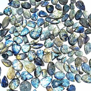 ดอกไม้ลาบราดอร์ไทต์สีเทาธรรมชาติแกะสลัก Cabochons หลวมอัญมณีกึ่งมีค่าผู้ผลิตขายส่งในราคาโรงงาน ซื้อตอนนี้ - Product Image 4