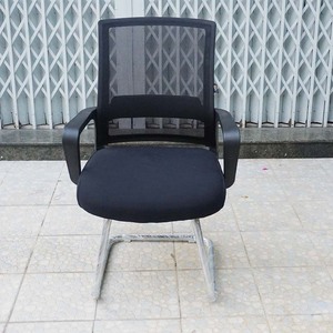 Modern Ergonomic Office Chair with Fixed Armrest HOCQ68015-Black Chrome Base <b>Footrest</b> for Conference Room - Product Image 2