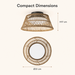 Modern Round Rattan Acrylic Iron Tri Color Flush Mount Ceiling <b>Light</b> For Bedroom Living Room Indoor Home <b>Decoration</b> - Product Image 2