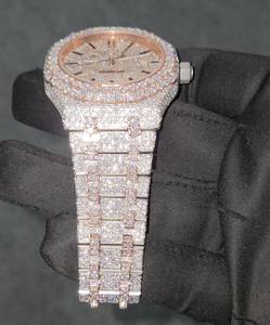 Reloj Automático de Cuarzo para Hombre con Diamantes Moissanite VVS de Corte Brillante, Caja de Acero Inoxidable, Estilo Hip-Hop, Cristal, Manecillas, Fecha - Product Image 4