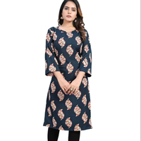 Crape Kurti Most Exporot Indian Impreso Diseño moderno Trend Setter Fancy Trendy Kurti Superventas Impresionante diseñador