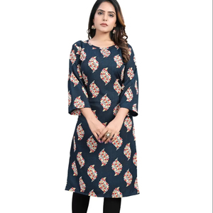 Crape Kurti Most Exporot Indian Impreso Diseño moderno Trend Setter Fancy Trendy Kurti Superventas Impresionante diseñador - Product Image 1