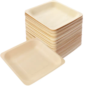 Platos cuadrados y redondos de hoja de palma (50 unidades) como platos de Bambú | Biodegradable | Ecológico, apto para microondas y horno - Product Image 1