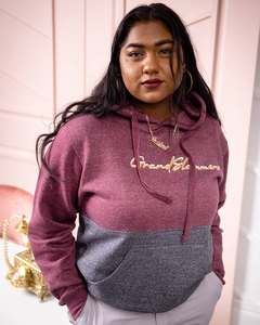 Custom 100% Cotton Womens Oversized French Terry Hoodie Drop Shoulder Heavyweight Pullover with <b>Towel</b> Embroidery - Product Image 2