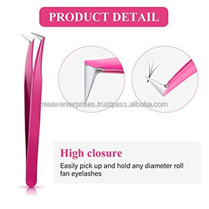 Pinzas para pestañas de primera calidad, Color rosa y rojo, 100% - Product Image 3