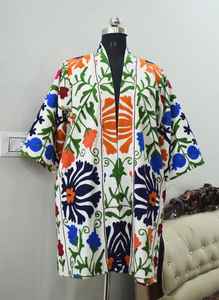 2024 femmes respirant brodé vestes nouvelle Collection Fluorescent Suzani surdimensionné hiver Kimono Robe ouzbek Long manteau bohème - Product Image 6